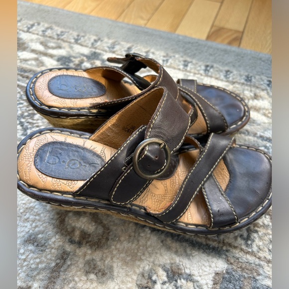 B.O.C Wedge Leather Sandals - Picture 1 of 5